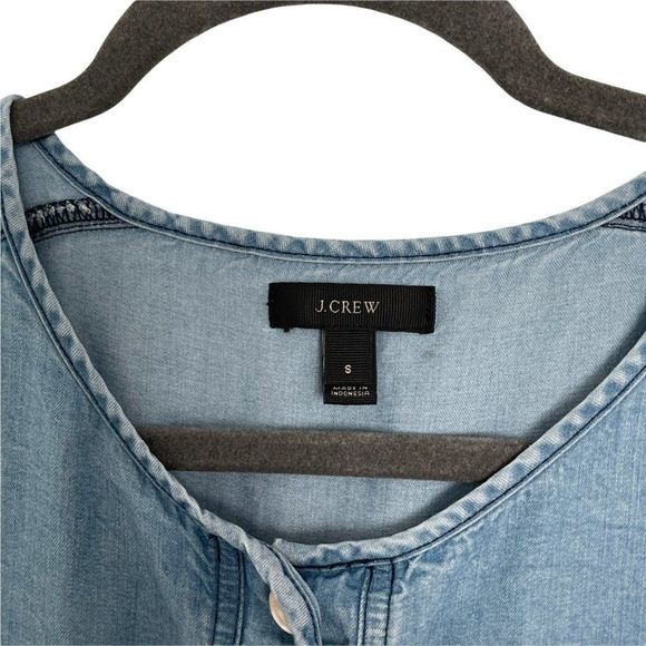 J.crew Chambray mid button short sleeve square tunic top S - Picture 7 of 8